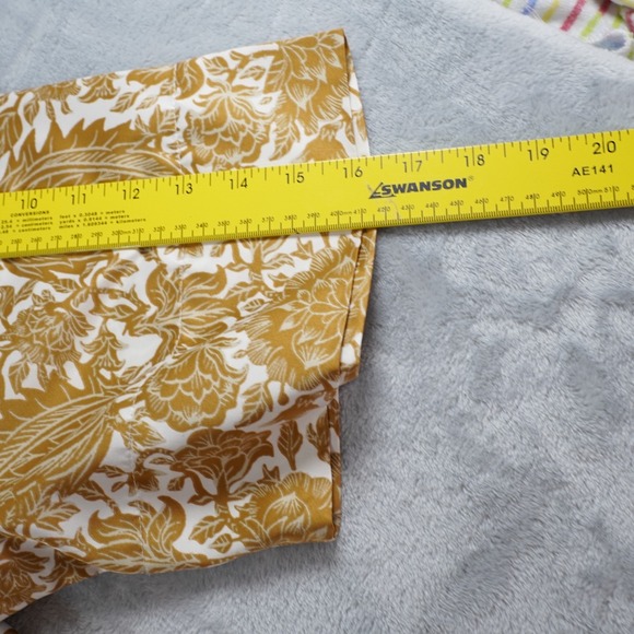 Natori Womens Satin Robe Sz L Long Floral Belted Full Classic Gold White Pockets - Picture 10 of 16